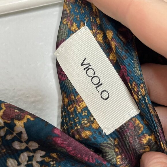 Vicolo One-Shoulder Long Sleeve Multi Color Floral Blouse Cropped Size Small - Picture 5 of 7